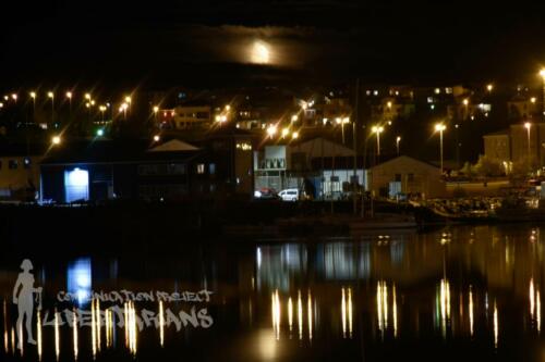 Moon at Hafnarfjörður, Iceland