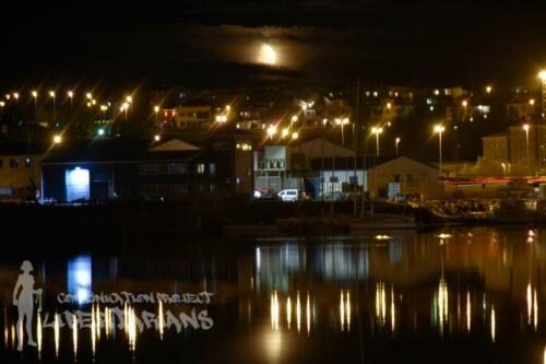 Moon at Hafnarfjörður, Iceland